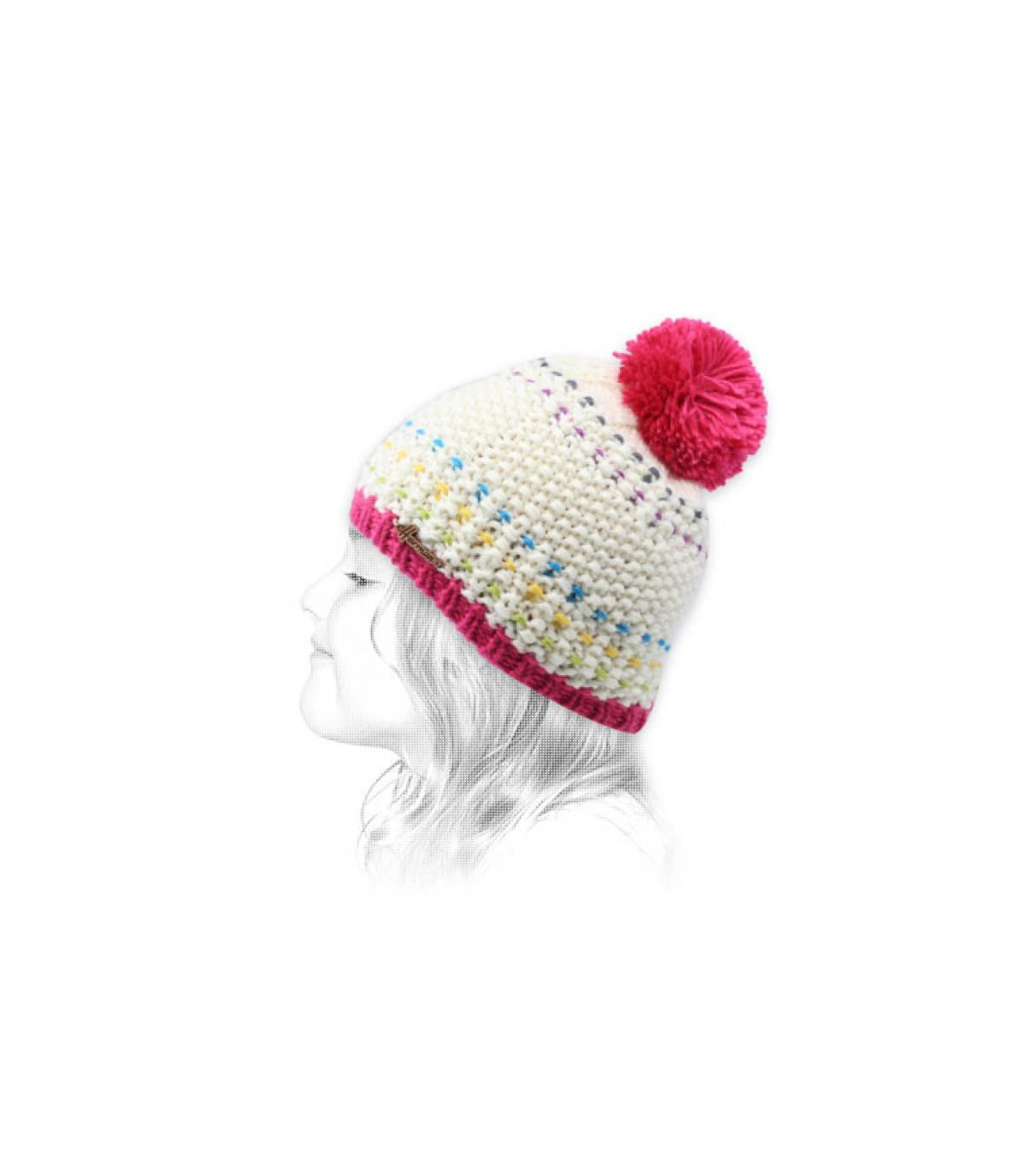 gorro pompón niño beis granate June Kids offwhite